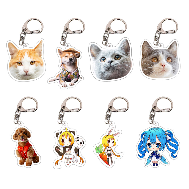 Custom Animal Printed Kawaii Acrylic Charms Plastic Clear Anime Figure Acrylic Keychain