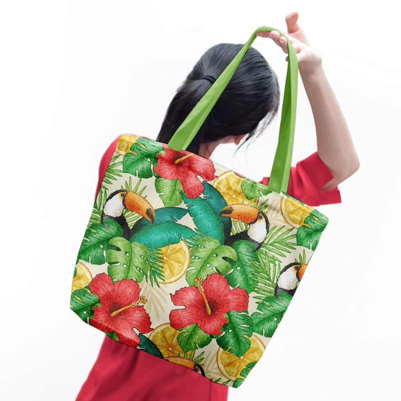 Factory Reusable Custom printed logo Canvas Zipper Tote Shopping Bags For Girl