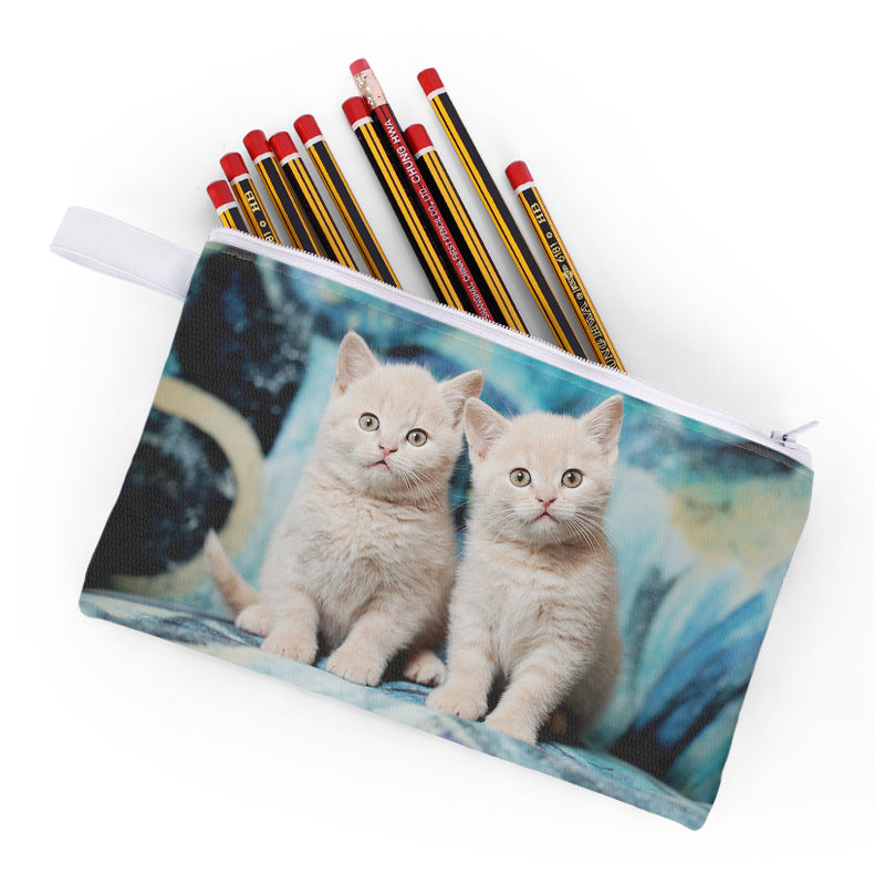 Custom Print Stationery Pencil Case Large Capacity Pencil Pouches Zipper Makeup Pouch for Women