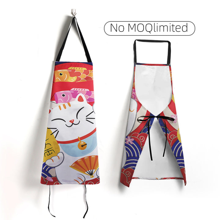 Digital Printed Personalized Household Kitchen Cooking Aprons Custom waterproof Cafe Bib Apron