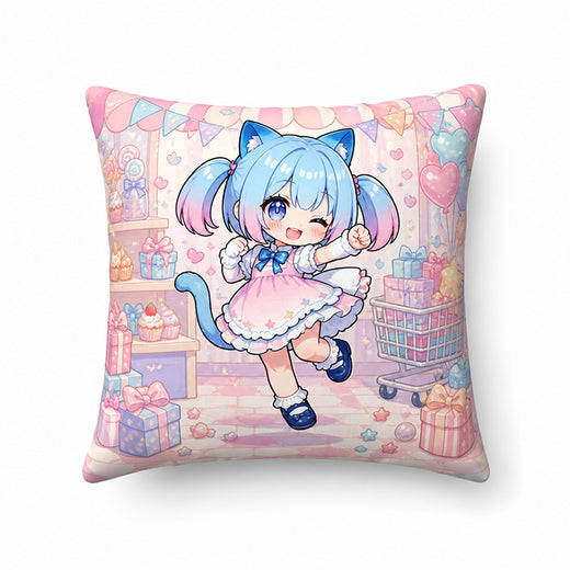 Custom square anime throw pillow with full-color printed artwork