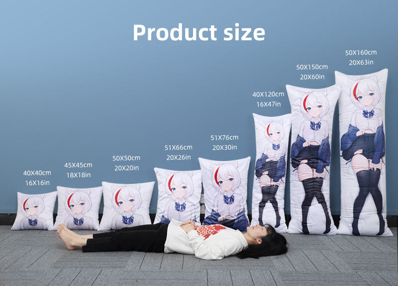 Custom anime dakimakura body pillow cover with full-length character artwork