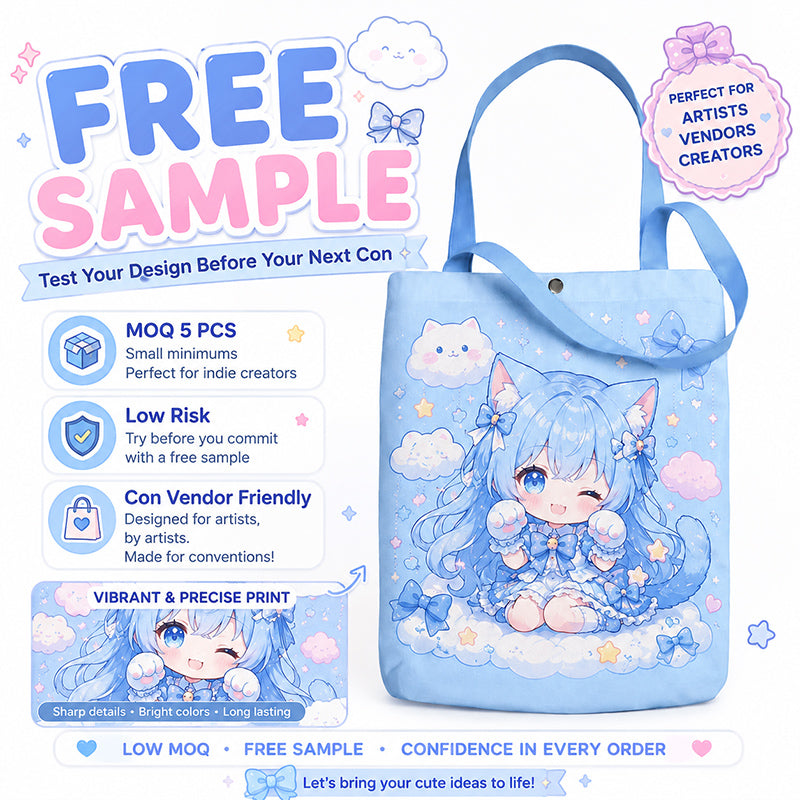 Custom anime canvas tote bags with full-color printed artwork