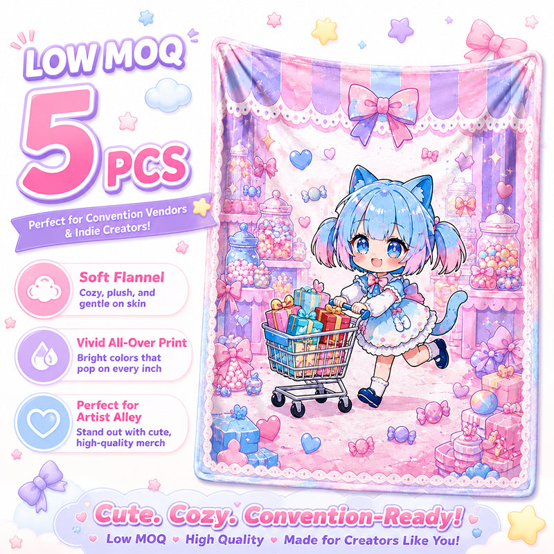 Level Up Your Artist Alley Merch: Custom Anime Blankets with a 5 PCS MOQ!