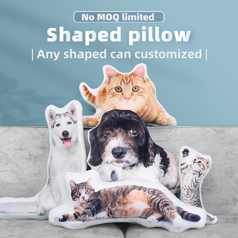 MOQなしの安い不規則な形状のカスタマイズされた枕、あなたのデザインの動物の形の枕カバー
