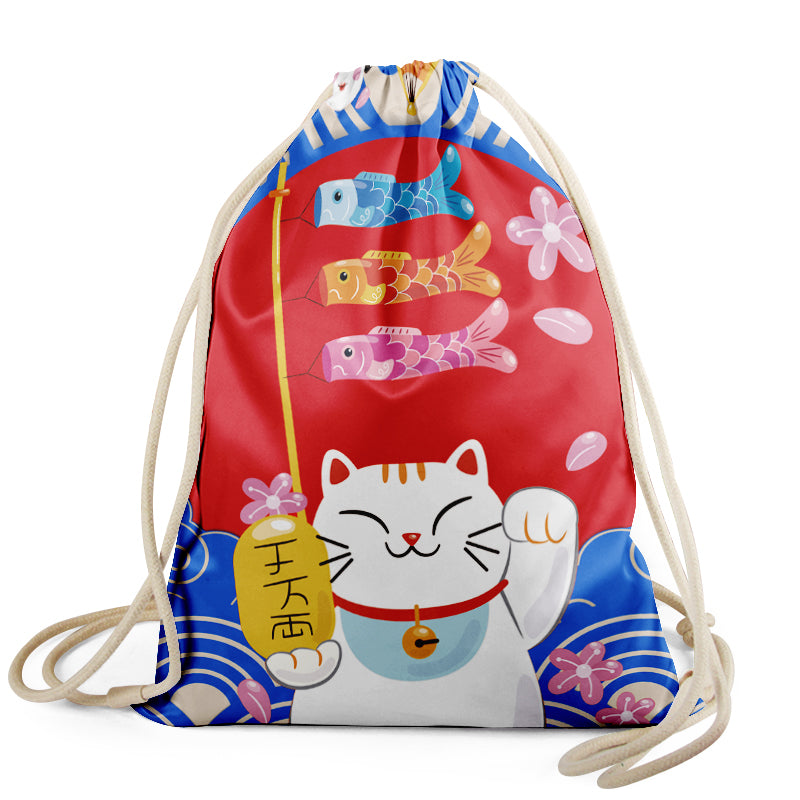 Custom rPET Drawstring Backpack product form and print coverage