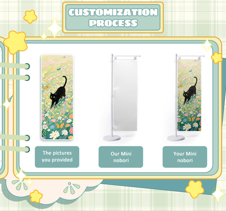 Animepa Pastel Aura Custom Mini Nobori Flag with White Stand