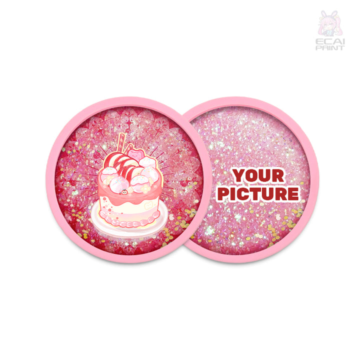 Cartoon Custom Quicksand Beer and Coffee Cup Protector Wholesale Waterproof Round Acrylic Drink Coasters for Home Use