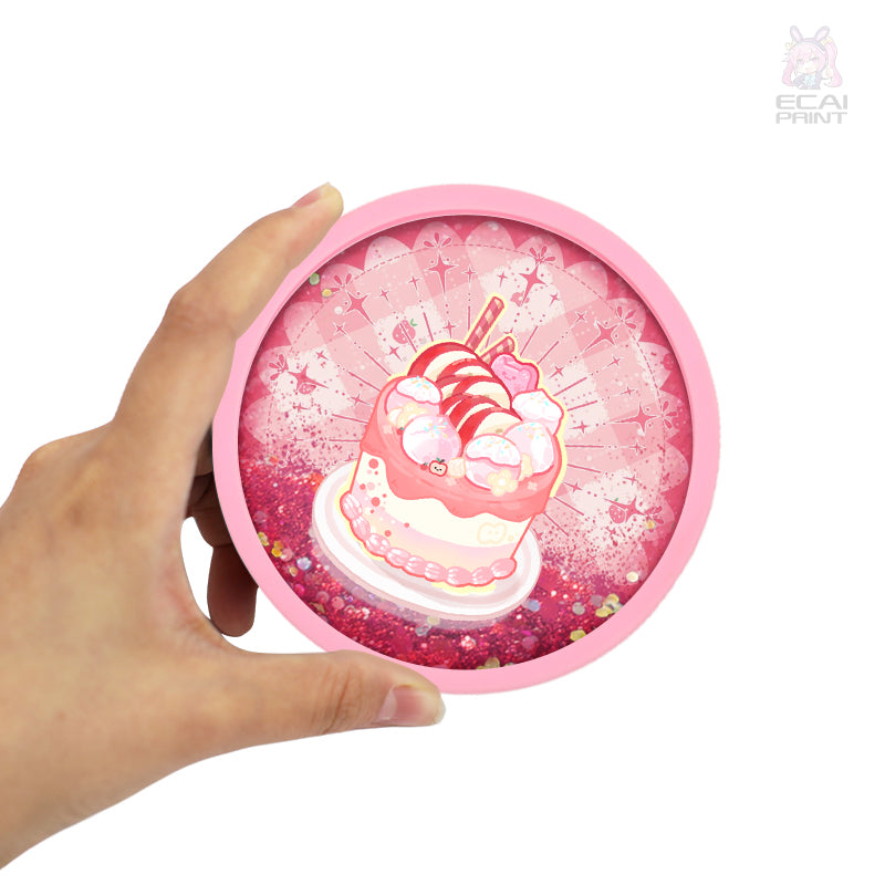 Cartoon Custom Quicksand Beer and Coffee Cup Protector Wholesale Waterproof Round Acrylic Drink Coasters for Home Use