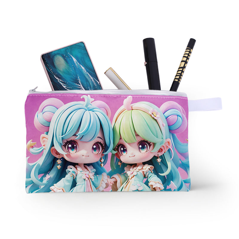 Custom printed Oxford pencil pouch with anime artwork