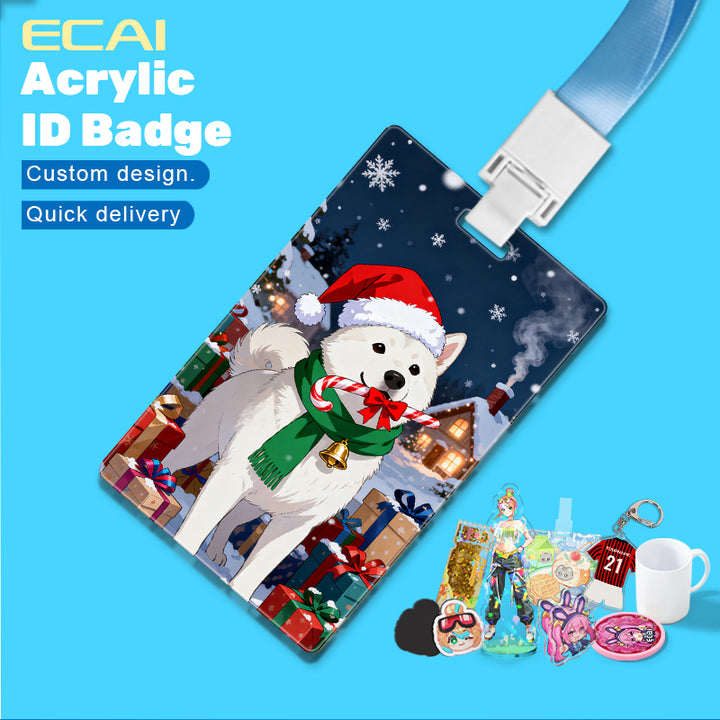 Eco-friendly Cartoon Acrylic ID Badge Custom Printing Your Own Design Acrylic Pin Badges