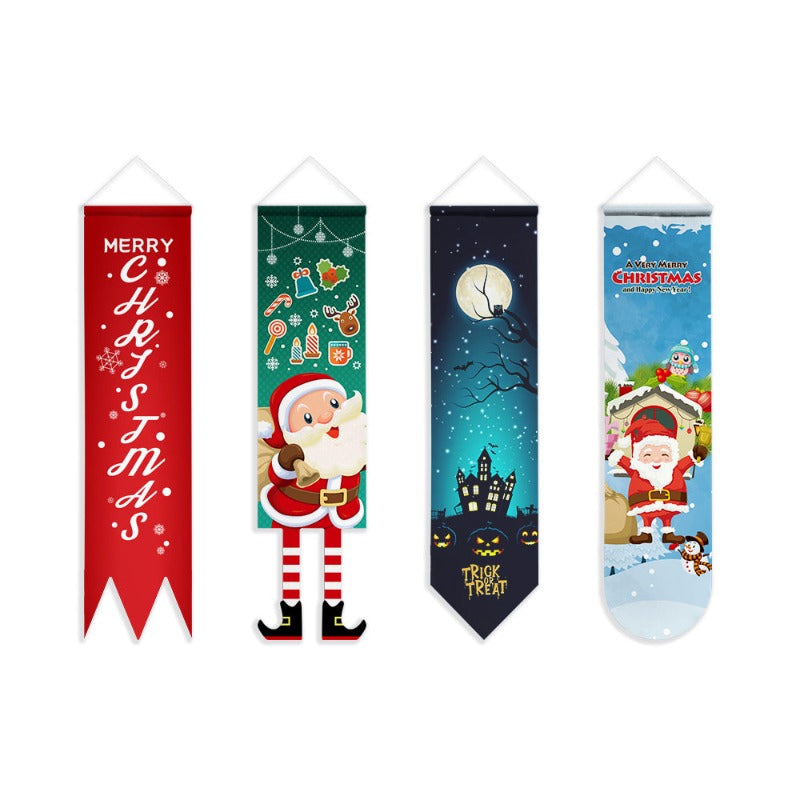 Custom Christmas Wall Scroll Banner – Shaped Holiday Hanging Décor – alternate product view