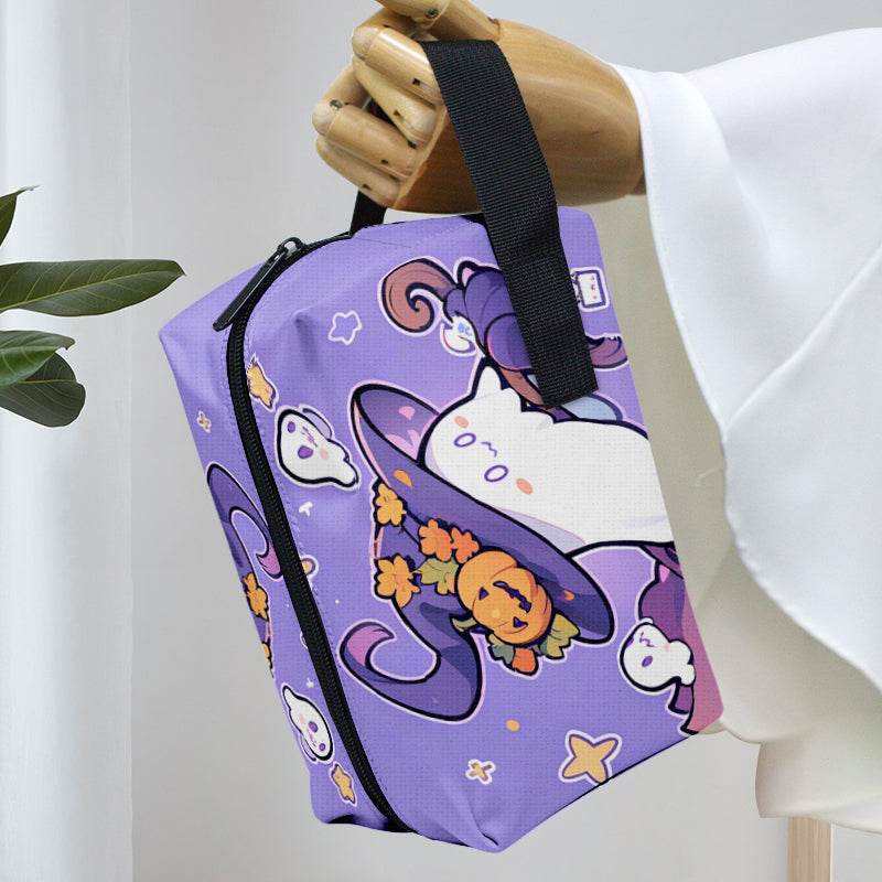 Cartoon Canvas Waterproof Women's Makeup Pouch Clutch Bag Custom Cute Cartoon Girls Travel Toiletry Bag - ECAI PRINT