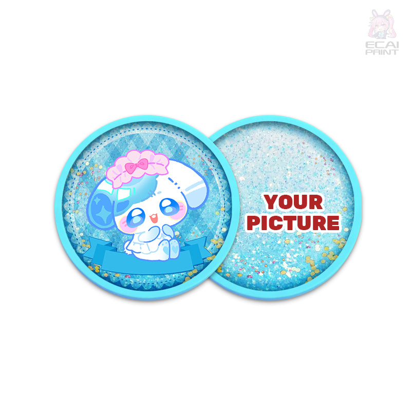 Customization Cute Cup Pad Mat Glitter Coaster Cartoon Printing Clear Acrylic Quicksand Coaster