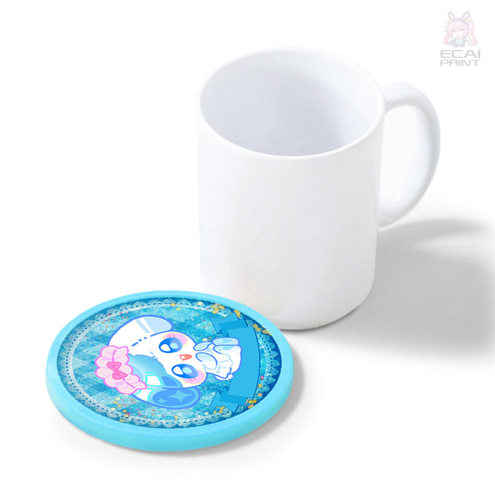 Customization Cute Cup Pad Mat Glitter Coaster Cartoon Printing Clear Acrylic Quicksand Coaster