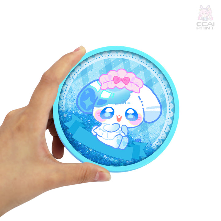 Customization Cute Cup Pad Mat Glitter Coaster Cartoon Printing Clear Acrylic Quicksand Coaster