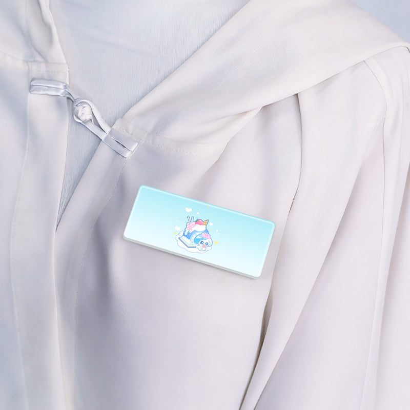 Custom Cartoon Transparent Acrylic Name Badge Safety Pin Brooch Suitable Acrylic ID Badge for School