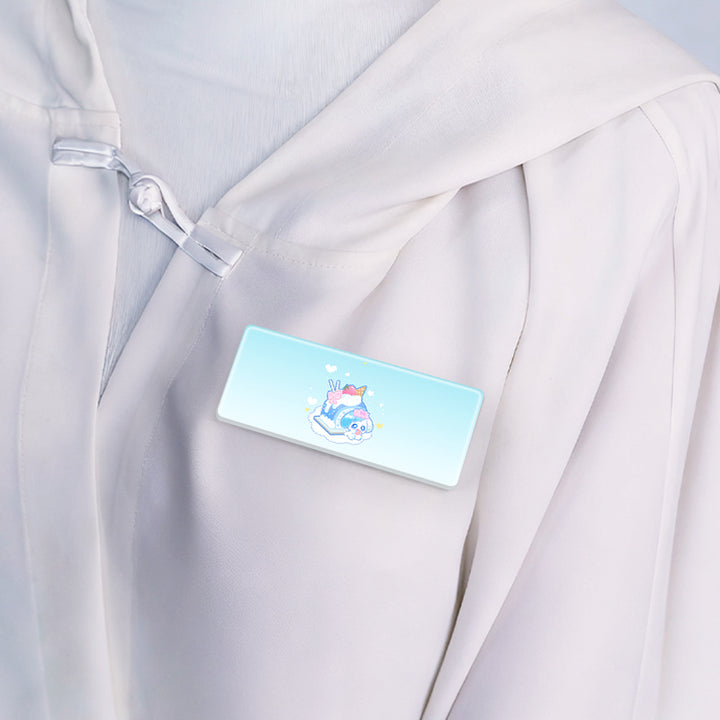 Custom Cartoon Transparent Acrylic Name Badge Safety Pin Brooch Suitable Acrylic ID Badge for School