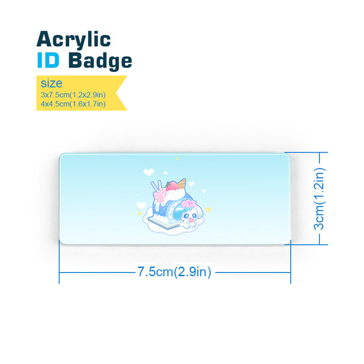 Custom Cartoon Transparent Acrylic Name Badge Safety Pin Brooch Suitable Acrylic ID Badge for School