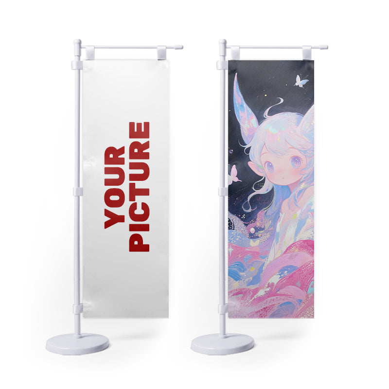 Custom Cartoon Mini Nobori Flag Stand Hot Selling Display Figure Case Campaign Table Flag Stand