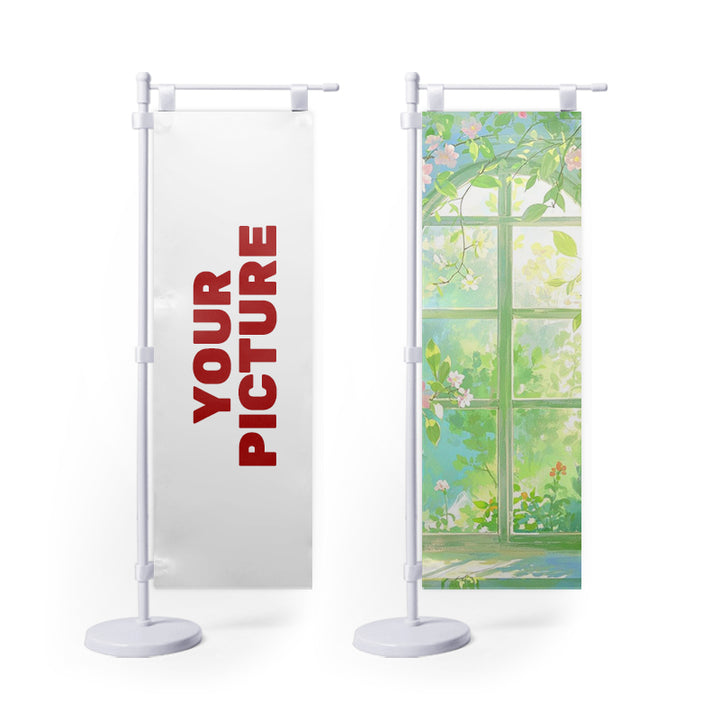 Custom Cartoon Mini Nobori Flag Stand Hot Selling Display Figure Case Campaign Table Flag Stand