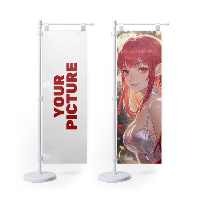 Custom Cartoon Mini Nobori Flag Stand Hot Selling Display Figure Case Campaign Table Flag Stand