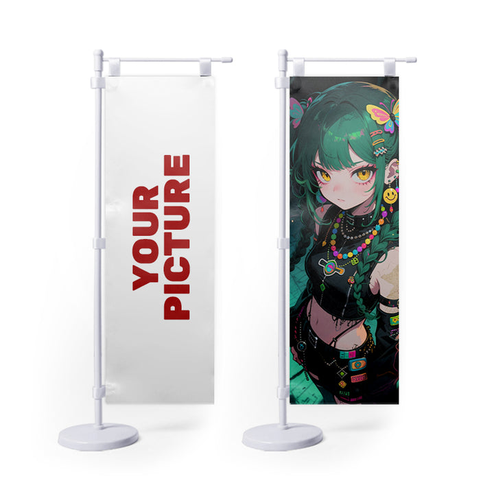 Custom Cartoon Mini Nobori Flag Stand Hot Selling Display Figure Case Campaign Table Flag Stand