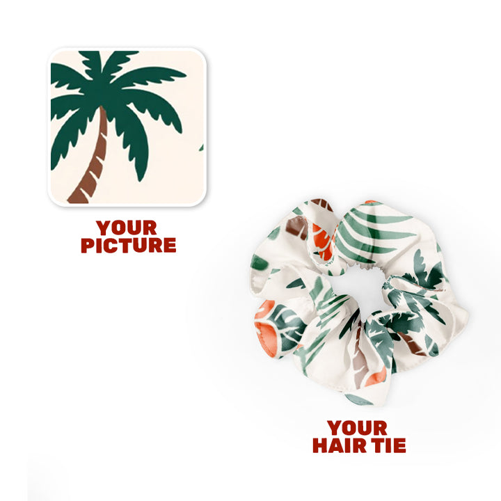 Custom Logo Large Stretch Satin Ponytail Hair Scrunchies Ties Anime Elastic Hair Bands for Women Girls
