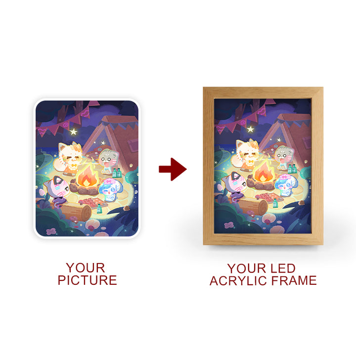 Wood Crafts LED Acrylic Frame Customizable Portable LED Light Box Night Acrylic Photo Frame