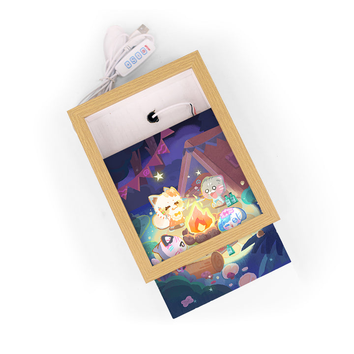Wood Crafts LED Acrylic Frame Customizable Portable LED Light Box Night Acrylic Photo Frame