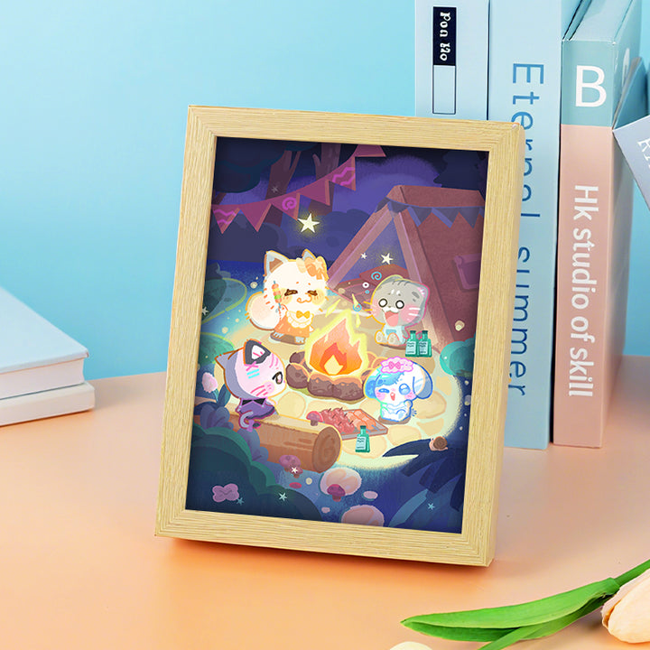 Wood Crafts LED Acrylic Frame Customizable Portable LED Light Box Night Acrylic Photo Frame