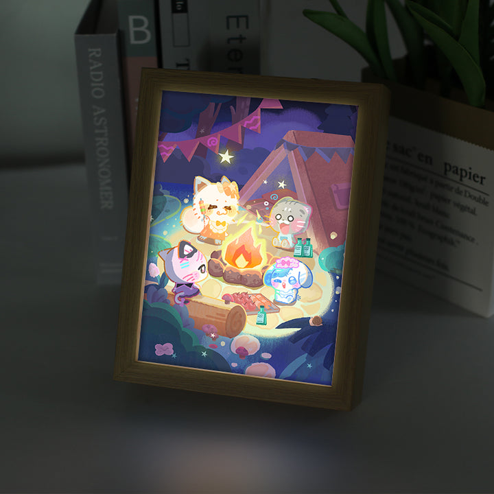Wood Crafts LED Acrylic Frame Customizable Portable LED Light Box Night Acrylic Photo Frame