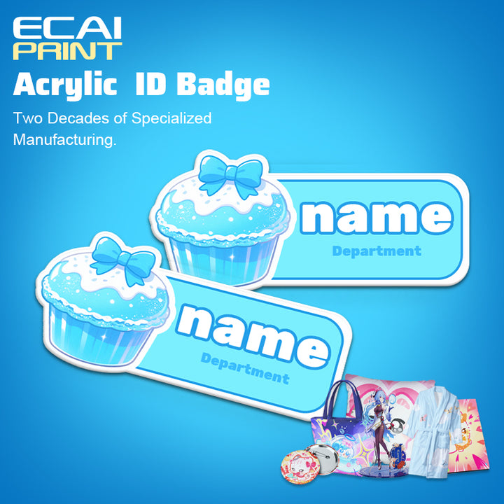 Custom Anime Acrylic Employee Staff Uniform Nameplate Name Tags Reusable Plastic Name Tag Badges