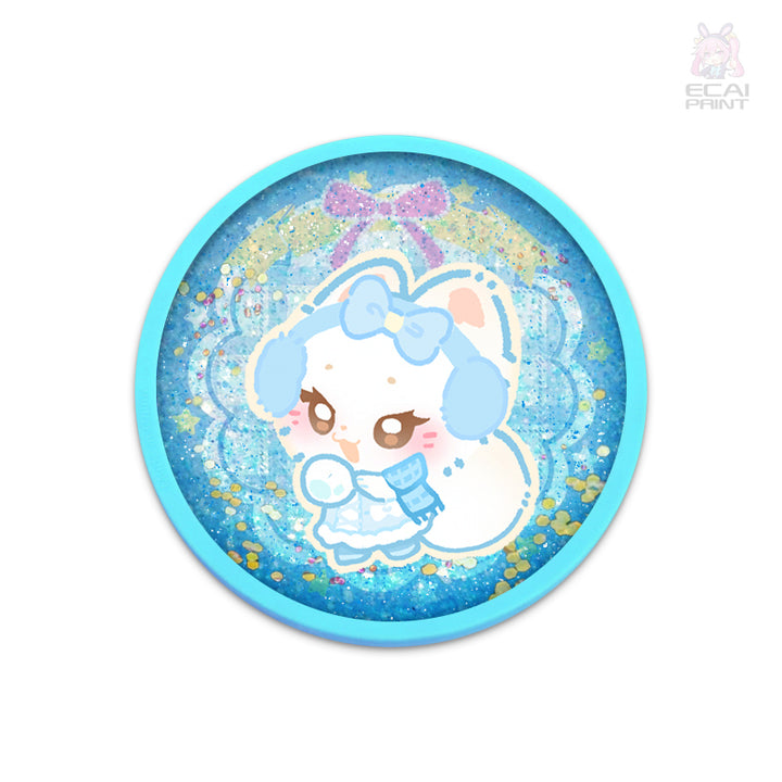 Customization Cute Cup Pad Mat Glitter Coaster Cartoon Printing Clear Acrylic Quicksand Coaster