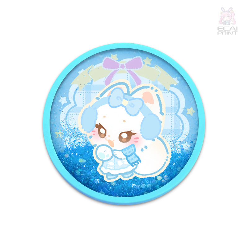 Customization Cute Cup Pad Mat Glitter Coaster Cartoon Printing Clear Acrylic Quicksand Coaster