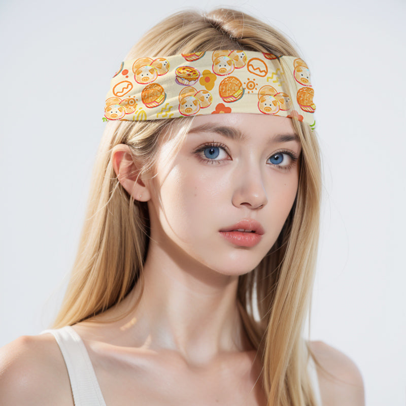 Custom Wide Yoga Headband – Stretch Sports Hair Band – personalized headband artwork and product detail