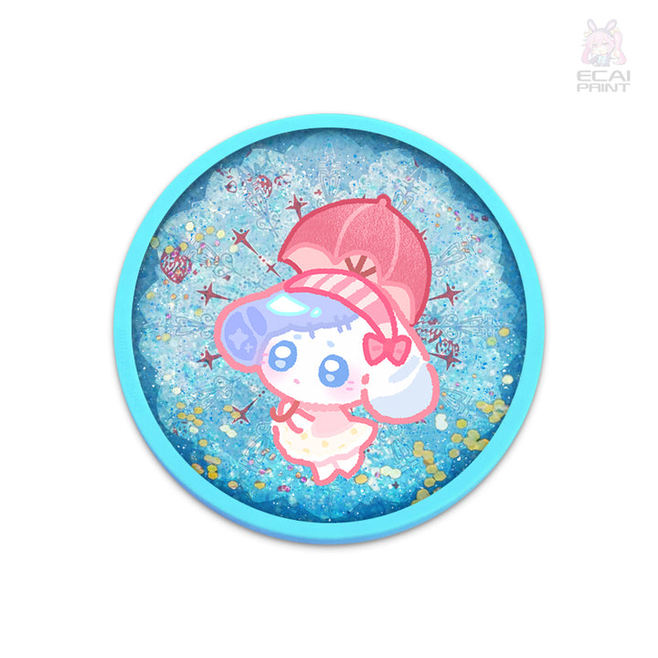 Custom Photo Acrylic Coaster Holder Customized Double Layer Acrylic Coaster Cute Cartoon Anime Acrylic Quicksand Coaster
