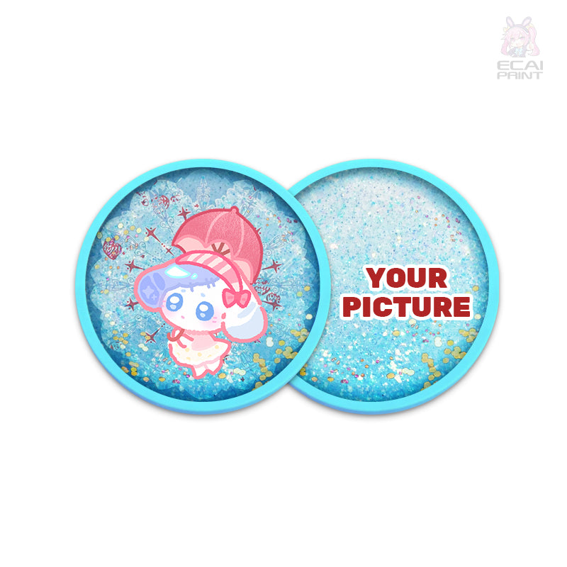 Custom Photo Acrylic Coaster Holder Customized Double Layer Acrylic Coaster Cute Cartoon Anime Acrylic Quicksand Coaster