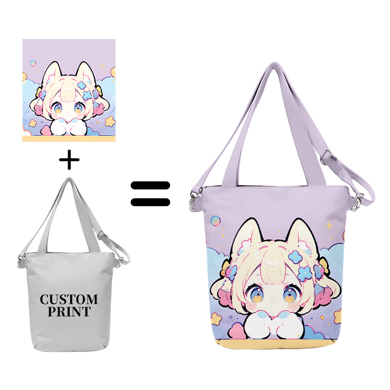 custom large capacity crossbody shoulder bag – size and construction view
