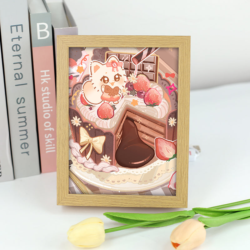 Custom Sublimation Acrylic Anime Picture Photo Frame Blanks Acrylic Wooden Base Lamp LED Acrylic Frame