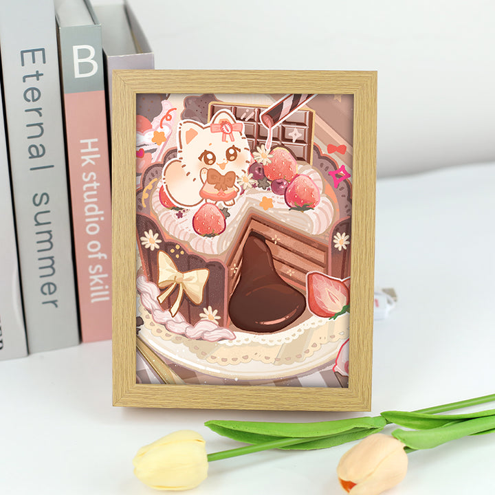 Custom Sublimation Acrylic Anime Picture Photo Frame Blanks Acrylic Wooden Base Lamp LED Acrylic Frame