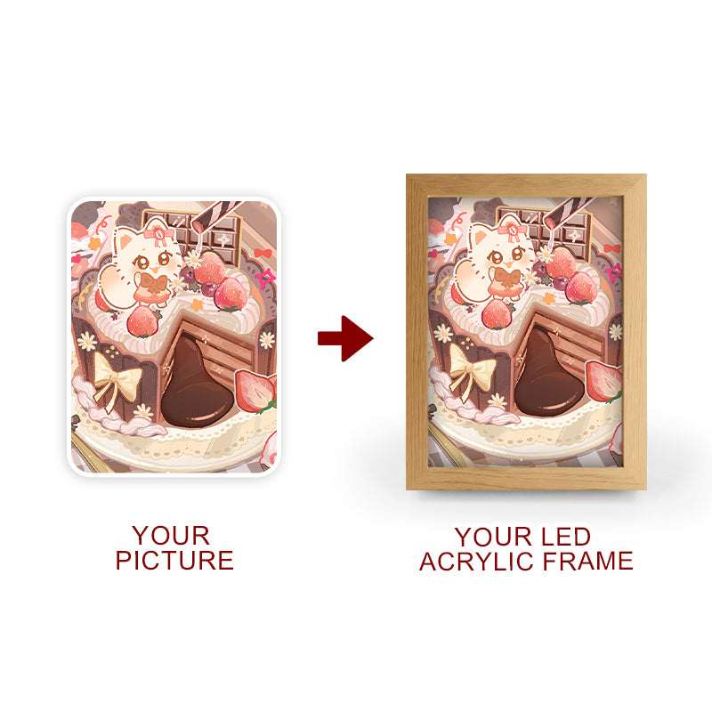 Custom Sublimation Acrylic Anime Picture Photo Frame Blanks Acrylic Wooden Base Lamp LED Acrylic Frame