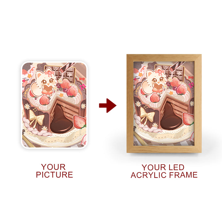 Custom Sublimation Acrylic Anime Picture Photo Frame Blanks Acrylic Wooden Base Lamp LED Acrylic Frame