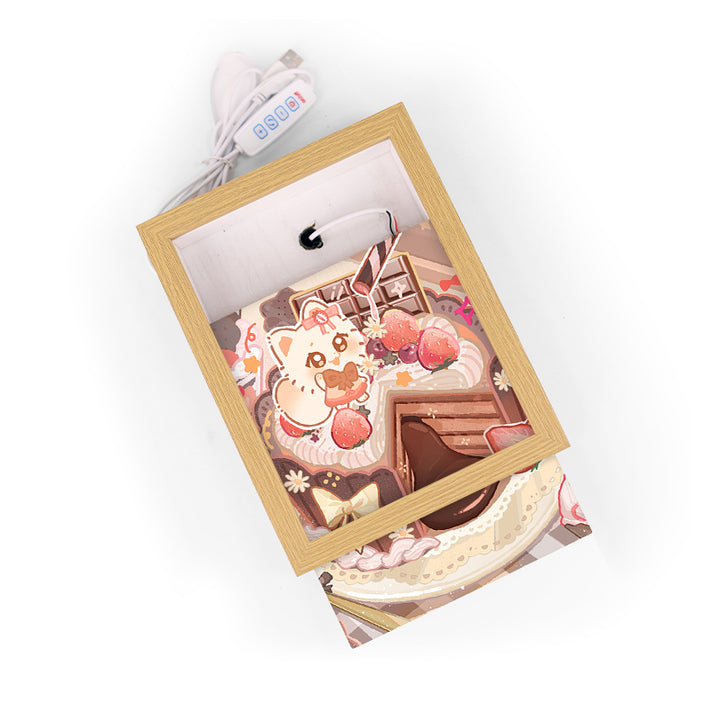 Custom Sublimation Acrylic Anime Picture Photo Frame Blanks Acrylic Wooden Base Lamp LED Acrylic Frame