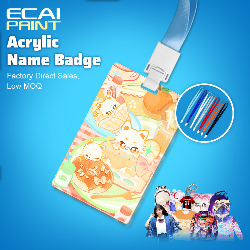 Custom Anime Print Logo Acrylic ID Badge for Exhibition Business Staff Student Wholesale Acrylic Name Badge