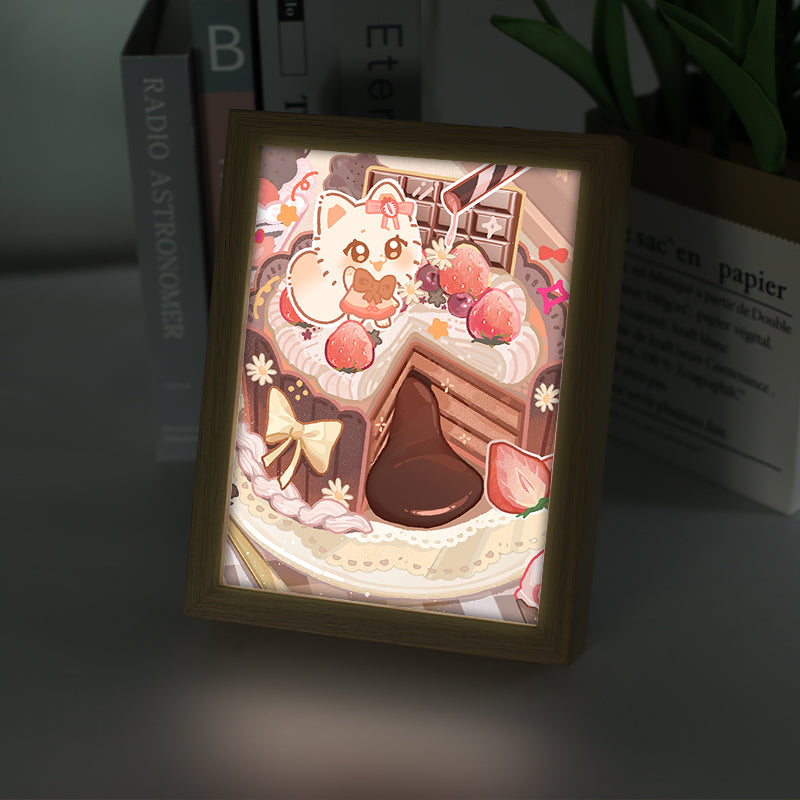 Custom Sublimation Acrylic Anime Picture Photo Frame Blanks Acrylic Wooden Base Lamp LED Acrylic Frame