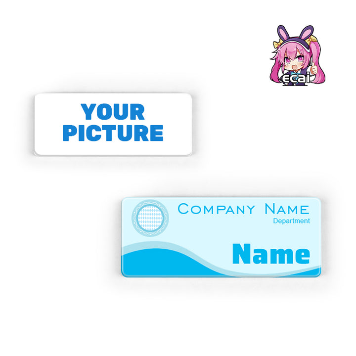 OEM Cartoon Acrylic Reusable Employee Name Badge with Safety Pin Acrylic ID Badge