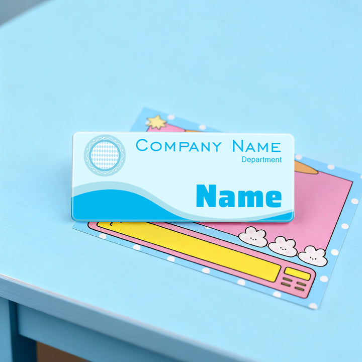 OEM Cartoon Acrylic Reusable Employee Name Badge with Safety Pin Acrylic ID Badge