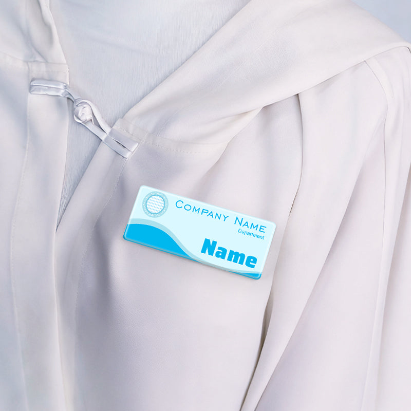 OEM Cartoon Acrylic Reusable Employee Name Badge with Safety Pin Acrylic ID Badge