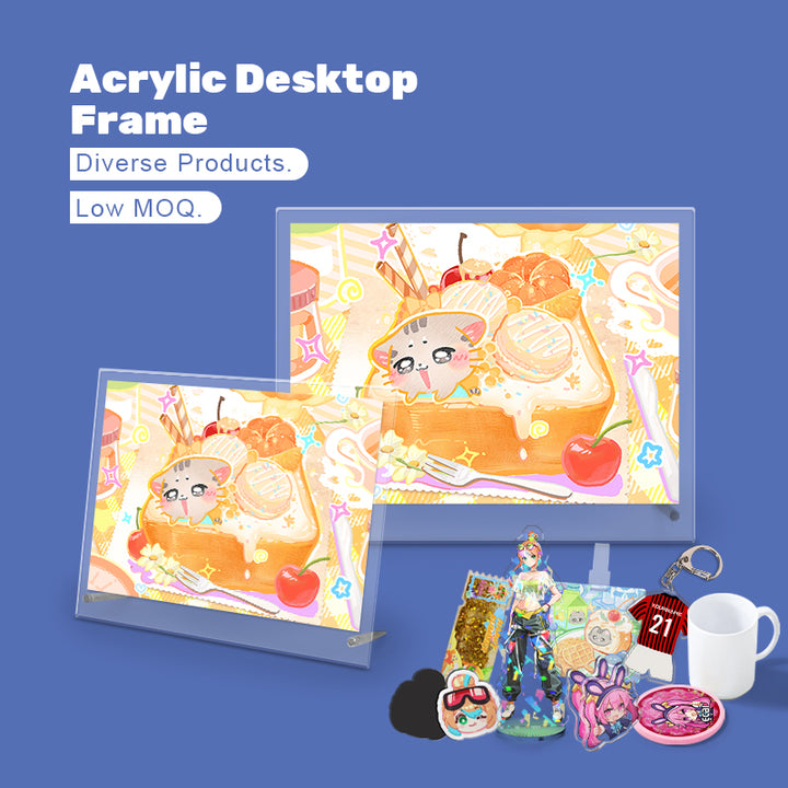 DIY Acrylic Desktop Frame Anime Acrylic Photo Frame Translucent Colored Edges Tabletop Display Customizable Sizes